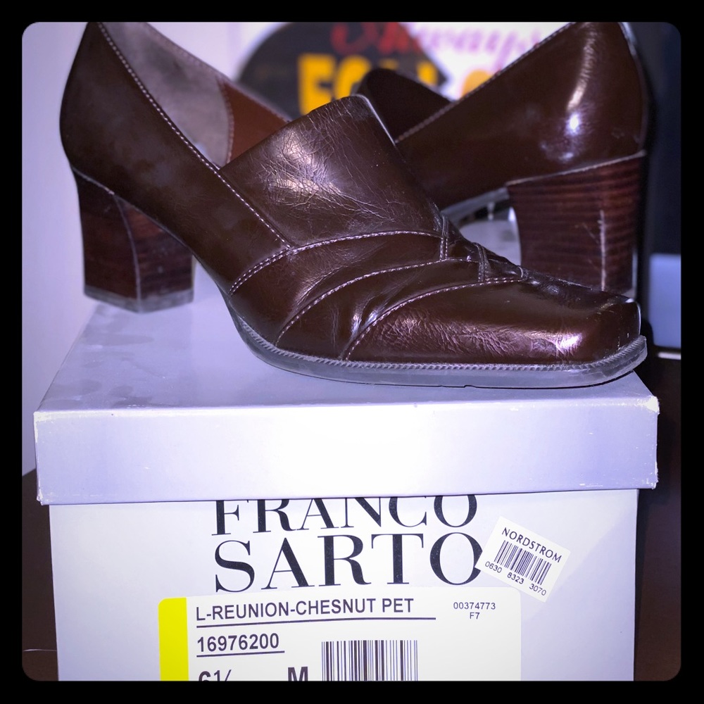 Franco Sarto Brown Leather Loafers